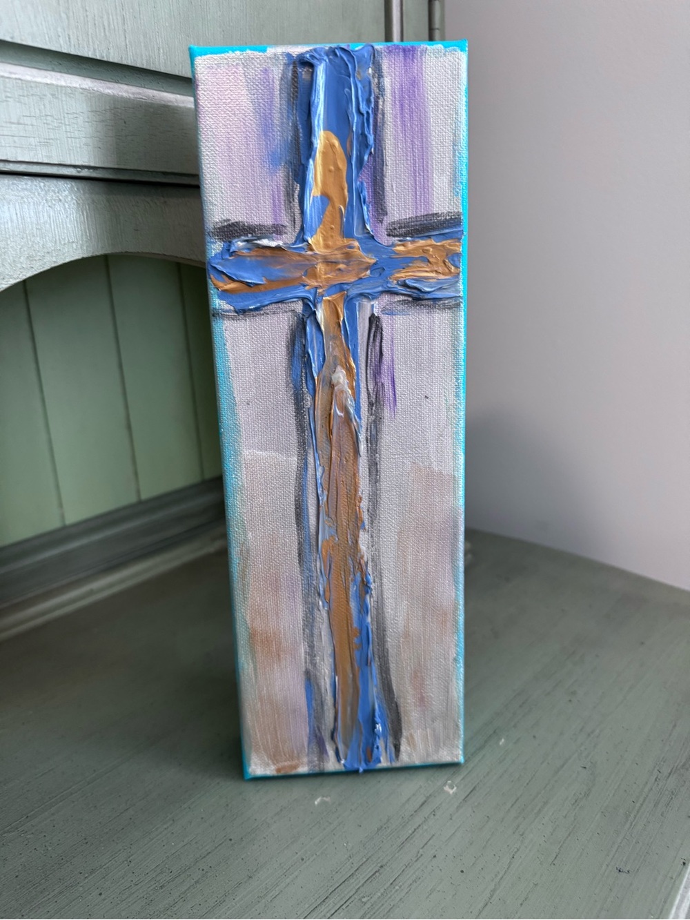 Abstract Cross Wall Art - Blue, Gold, Purple